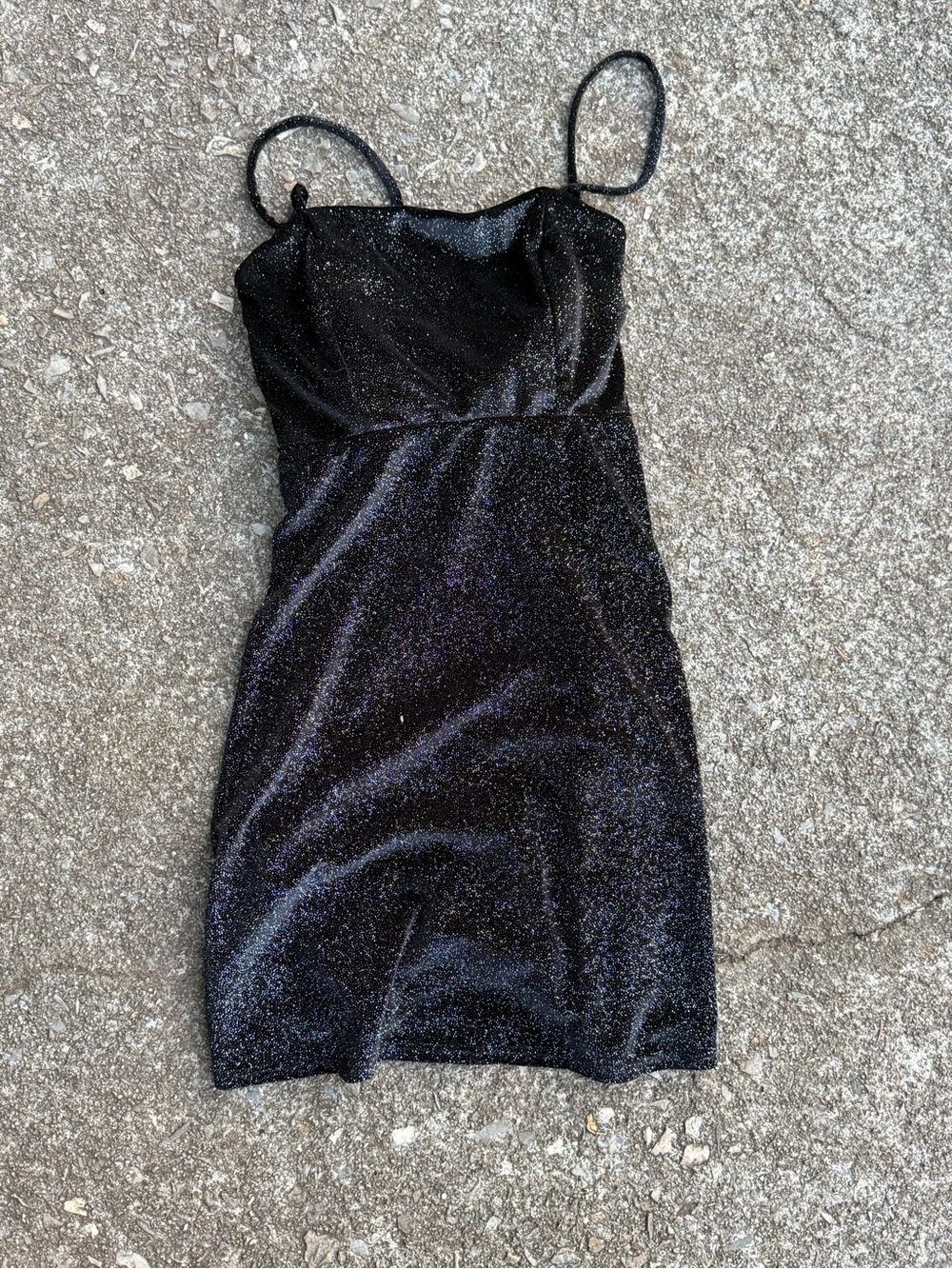 Altar’d State Black Sparkle Mini Dress with Spaghetti Straps